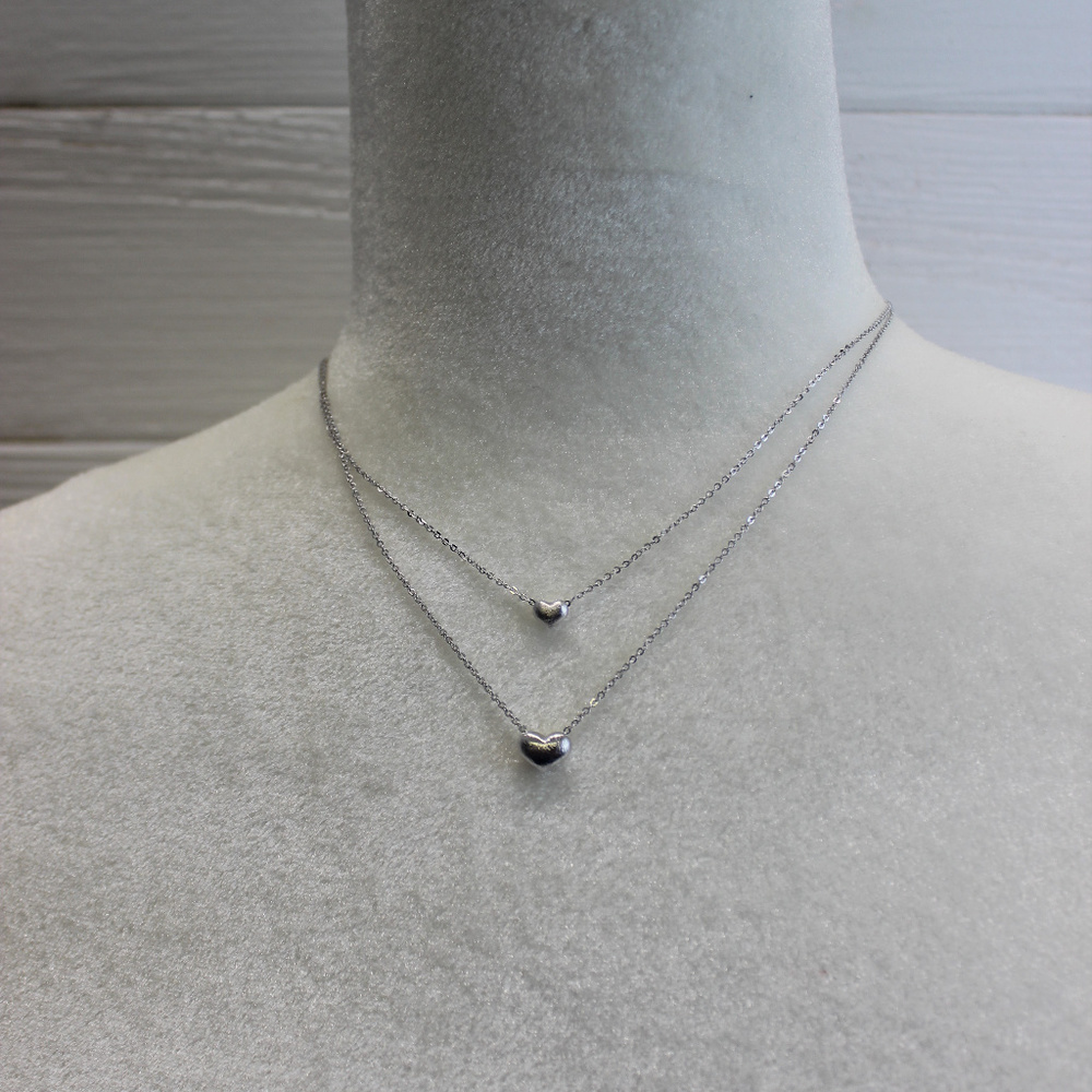 Sliver double heart necklace